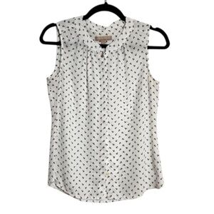 Banana Republic Anchor Print Top Sleeveless White w/Navy Blue Anchors